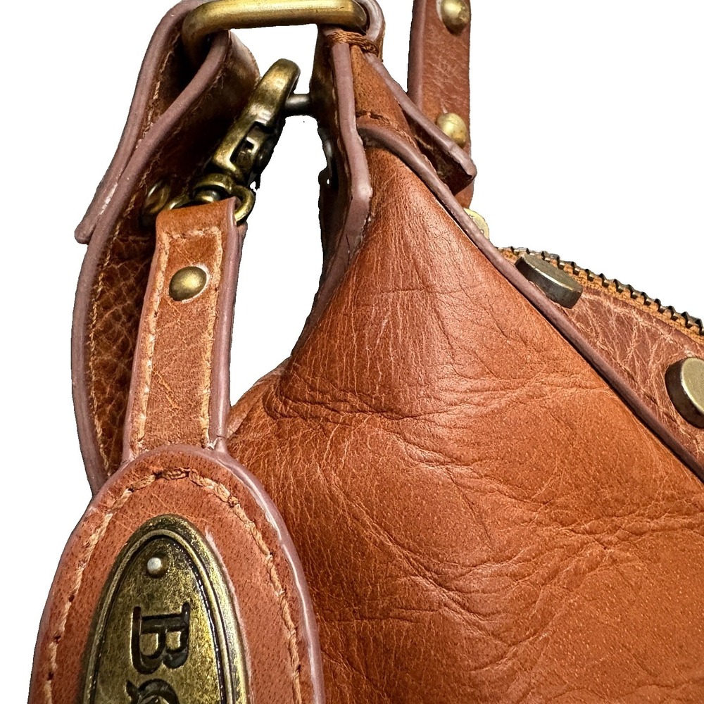 Born Litchfield Vintage Boho Leather Shoulder Hobo Bag Cognac Studded Purse14x10 - Picture 7 of 8